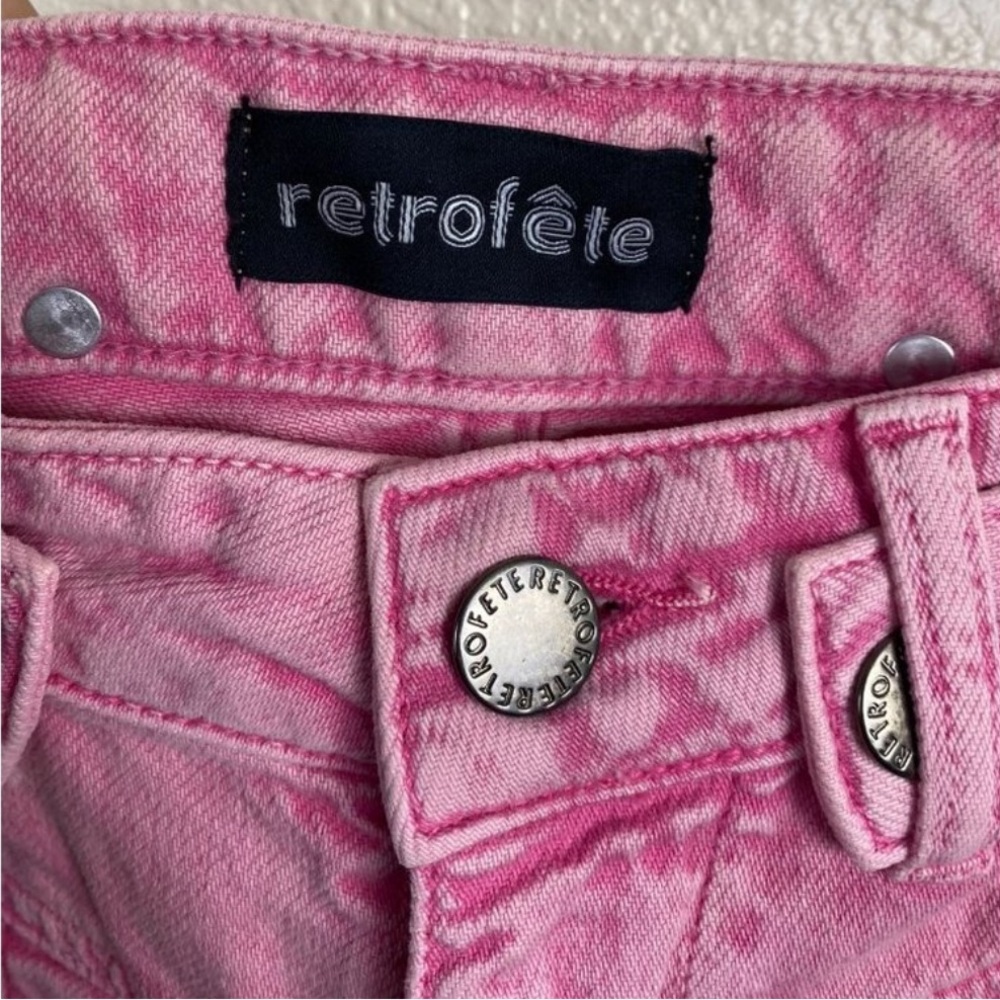 Retrofête Tessa Vintage Pink Distressed Raw Hem Festival Jean Short 26 High Rise - Picture 6 of 16